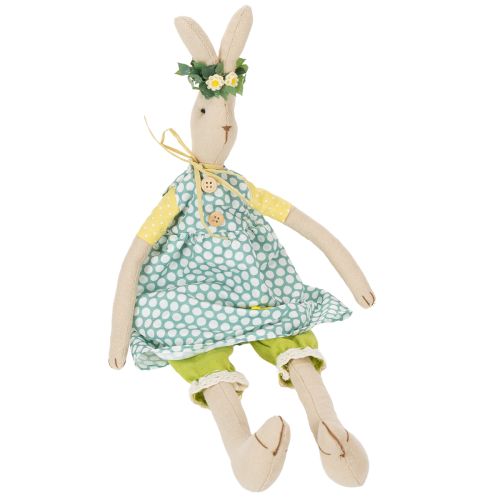 Floristik24 Lapin de Pâques en peluche, lapin de Pâques habillé, lapine H43cm