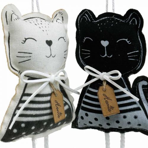 Floristik24 Chats en tissu à accrocher, décoration printanière, décoration cintre chat, décoration cadeau 4pcs