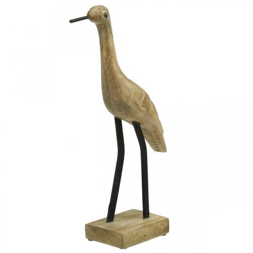 Article Échassier en bois, grue debout, oiseau décoratif couleur naturelle, noir H40cm