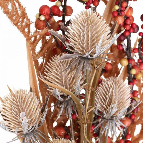 Plantes artificielles décoration automne chardons baies fougères bouquet 65cm
