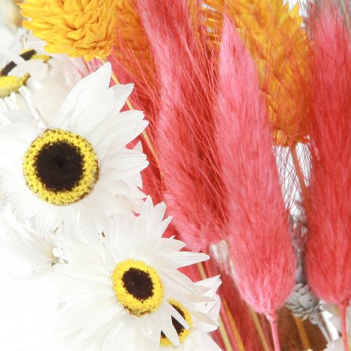 Article Bouquet de fleurs séchées et grains rose jaune bleu 55cm