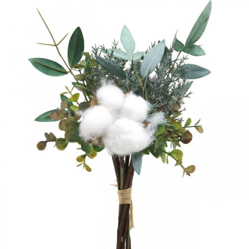 Bouquet artificiel Vert Blanc Bouquet artificiel d&#39;hiver 33cm