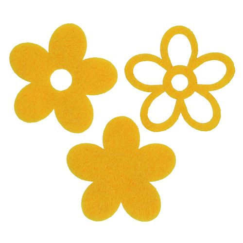 Floristik24 Décoration à disperser fleur en feutre jaune assorti 4cm 72 pcs