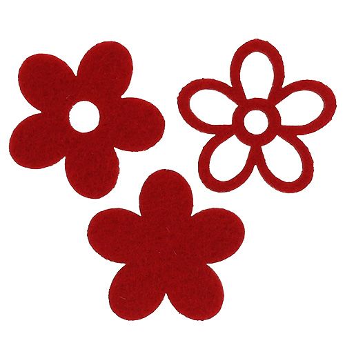 Article Décoration à disperser fleur en feutre rouge assorti en mélange Ø4cm 72 pcs