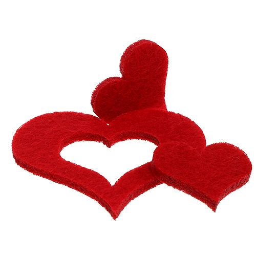 Floristik24 Coeurs de décoration à disperser feutre 2,5cm - 5cm rouge 24 pcs