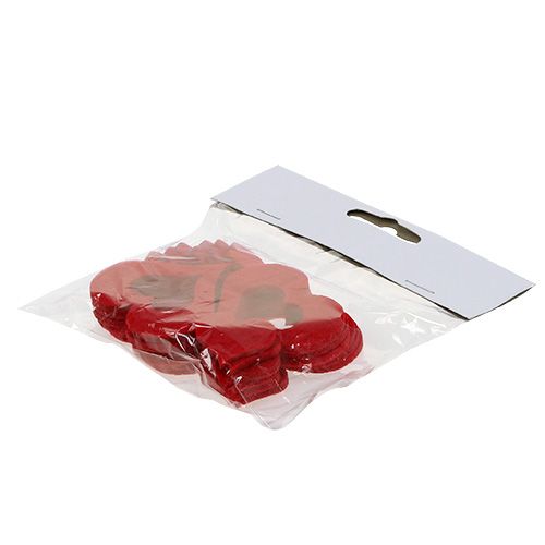 Floristik24 Coeurs de décoration à disperser feutre 2,5cm - 5cm rouge 24 pcs