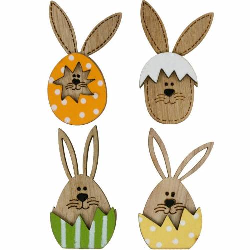 Floristik24 Décoration de litière lapin en oeuf, décoration cadeau, oeuf de lapin à décorer, décoration bois à coller sur 12pcs