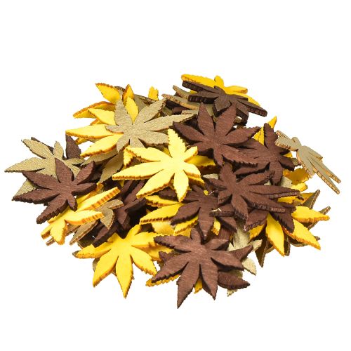 Article Décoration à disperser feuilles jaunes, marron, platine assorties 4cm 72 pcs