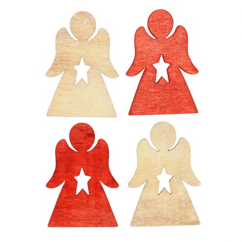Enfants de Noël en bois à disperser rouge, naturel 4cm 72 pcs
