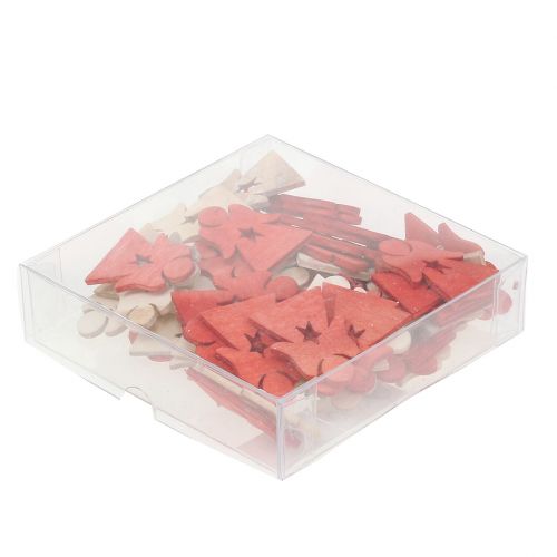 Floristik24 Enfants de Noël en bois à disperser rouge, naturel 4cm 72 pcs