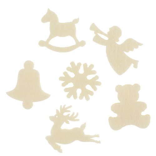 Floristik24 Décoration à disperser figurines en feutre crème 3cm 72 pcs
