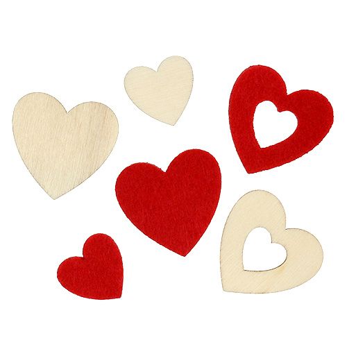 Floristik24 Mélange de coeurs épars 2-3,5cm rouge, naturel 110p