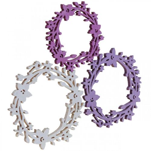 Décoration à parsemer couronne de fleurs en bois pièces à parsemer couleur printemps Ø3-5cm 24p