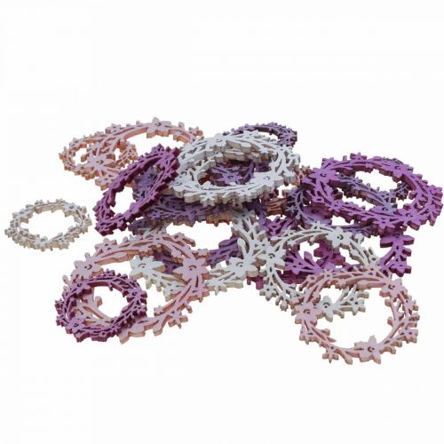 Floristik24 Décoration à disperser couronne de fleurs en bois pièces à disperser printemps coloré Ø3-5cm 24 pcs