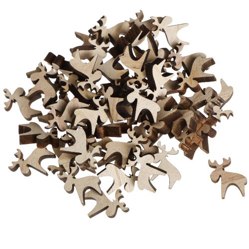 Article Décoration à disperser en bois décoration élan marron naturel 2x2,5cm 108 pcs
