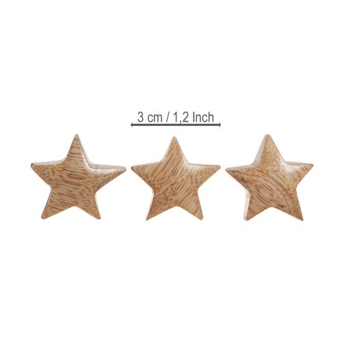 Article Décoration à disperser en bois mini étoiles Décoration de l'Avent en bois de manguier 3 cm 9 pièces