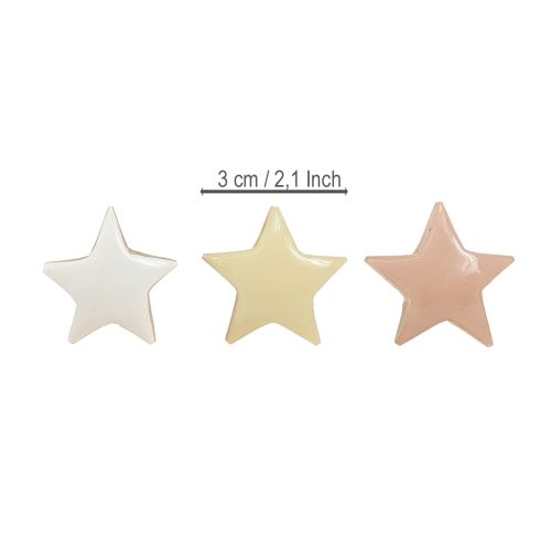 Article Décoration à disperser étoiles étoiles en bois rose blanc jaune Ø3cm 9 pcs