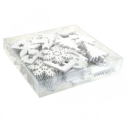 Floristik24 Décoration à disperser Noël mélange de bois blanc 4cm 72 pcs