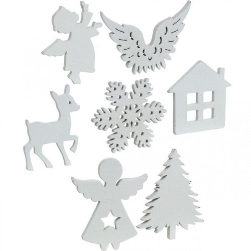 Floristik24 Décoration à disperser Noël mélange de bois blanc 4cm 72 pcs