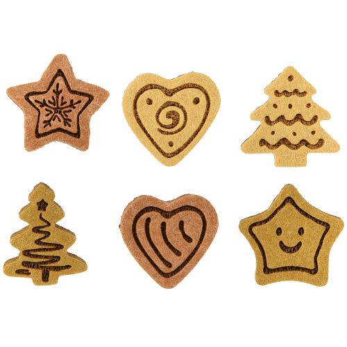 Article Décoration de table de Noël en bois assortie 4 cm 12 pièces