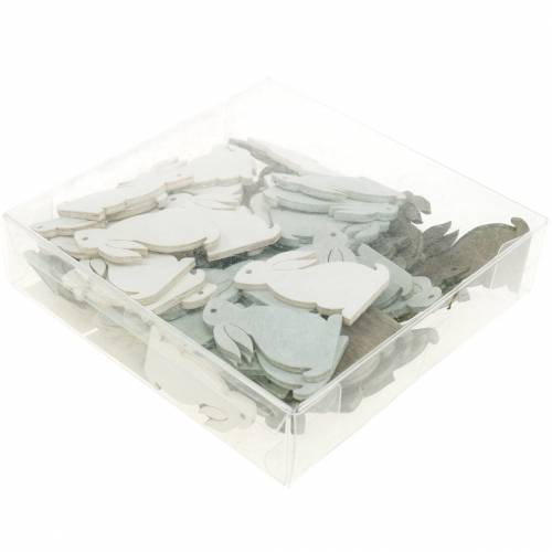 Floristik24 Lapin épars marron, gris clair, lapins de Pâques blancs à disperser 72pcs