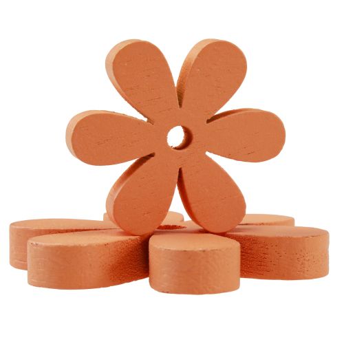 Article Décoration à disperser fleurs en bois fleurs orange été Ø2–6cm 20 pcs
