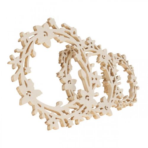 Décoration à parsemer couronne de fleurs en bois pièces à parsemer printemps blanc Ø3–5cm 24p