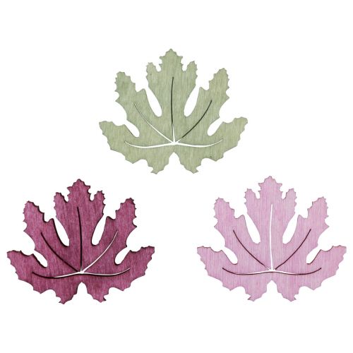 Décoration de table en bois feuilles d&#39;automne violet rose vert 4cm 72 pièces