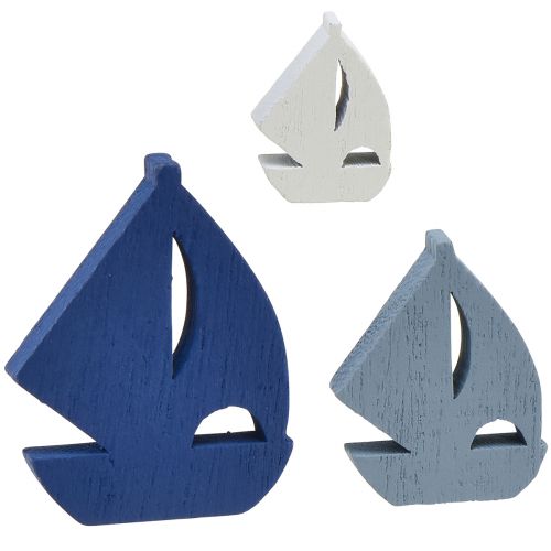 Décoration à disperser décoration de voilier en bois bleu blanc 2cm–6cm 24 pcs