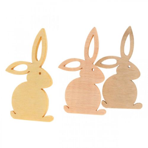 Article Parsemer décoration bois, parsemer pâques, lapin de pâques tons jaunes 4cm 72p