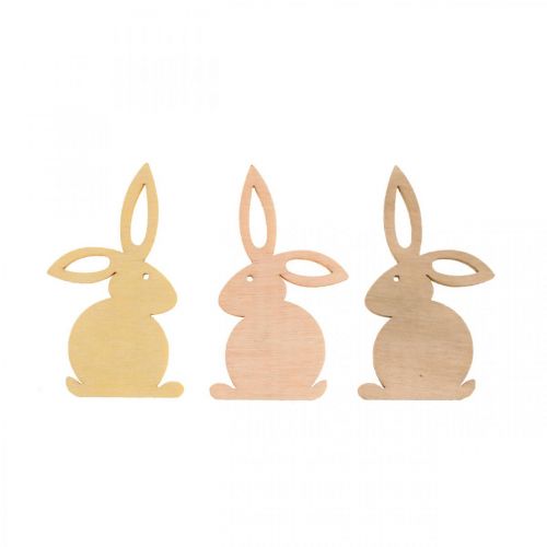 Article Parsemer décoration bois, parsemer pâques, lapin de pâques tons jaunes 4cm 72p