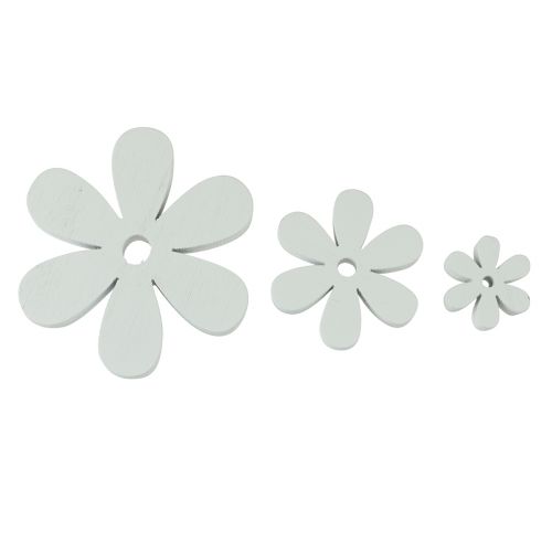 Article Décoration de table en bois fleurs blanches Ø2cm–6cm 20pcs