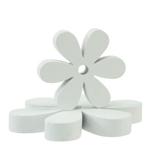 Article Décoration de table en bois fleurs blanches Ø2cm–6cm 20 pcs