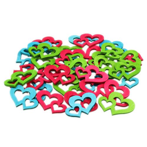 Déco à parsemer cœurs en bois multicolore 3 x 4 cm 72 p.