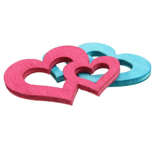 Floristik24 Décoration dispersée coeurs en bois asst coloré. 3 cm x 4 cm 72 pièces