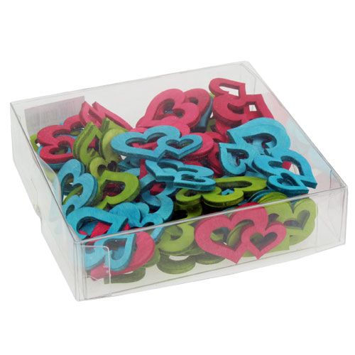 Floristik24 Décoration dispersée coeurs en bois asst coloré. 3 cm x 4 cm 72 pièces