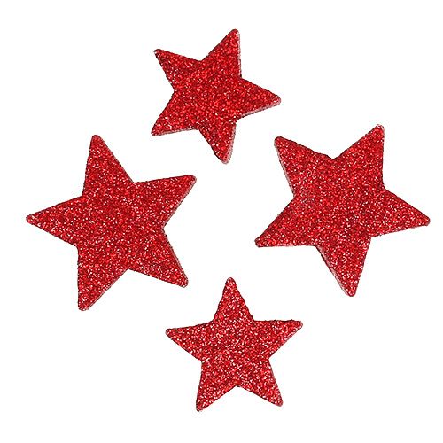 Décoration à disperser étoiles rouge, mica 4-5cm 40pcs