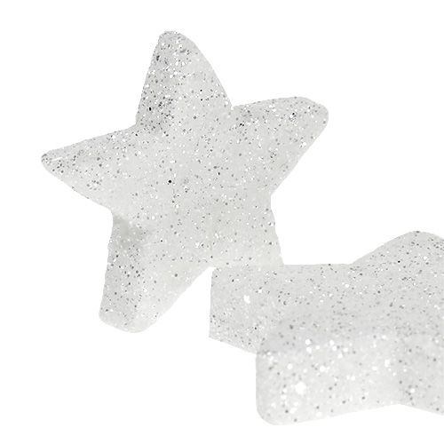 Article Décoration à disperser étoiles blanches avec mica 4-5cm 40pcs