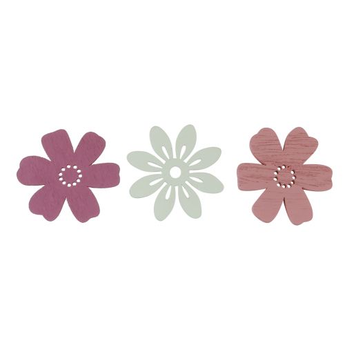 Floristik24 Décoration de table fleurs bois blanc rose violet 3,5cm 36pcs