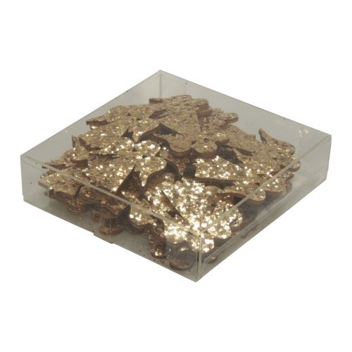 Article Décoration à disperser Noël ange en bois paillettes dorées 5x3,5cm 48 pcs