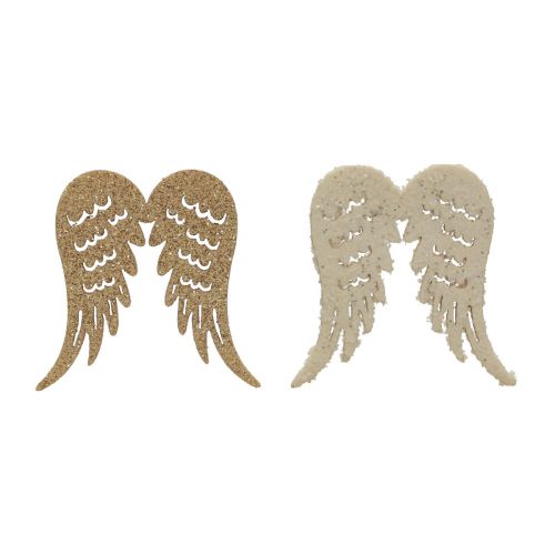 Floristik24 Décoration dispersée Noël ailes d'ange en bois paillettes 3×4cm 72 pcs