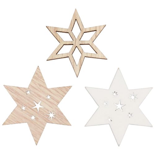 Floristik24 Décoration de Noël étoiles en bois blanc/naturel Ø4cm 72 pcs