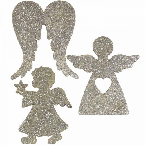 Floristik24 Décoration à parsemer Décoration ange de Noël paillettes dorées H8cm 24pcs