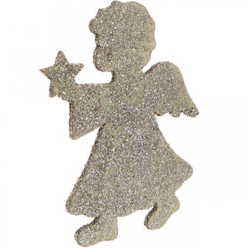 Article Décoration à parsemer Décoration ange de Noël paillettes dorées H8cm 24pcs