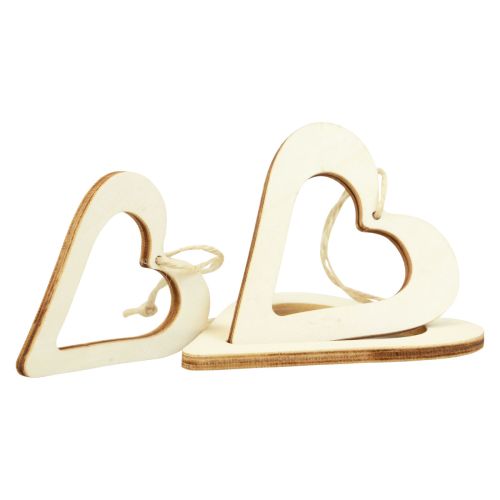 Article Coeurs en bois cintre décoratif coeur décoratif en bois naturel 6/8/10/12cm 16 pcs