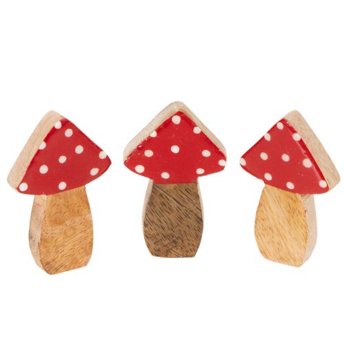 Champignons décoratifs en bois 6 cm rouges avec pois blancs – Lot de 8 acheter | Floristik24.fr