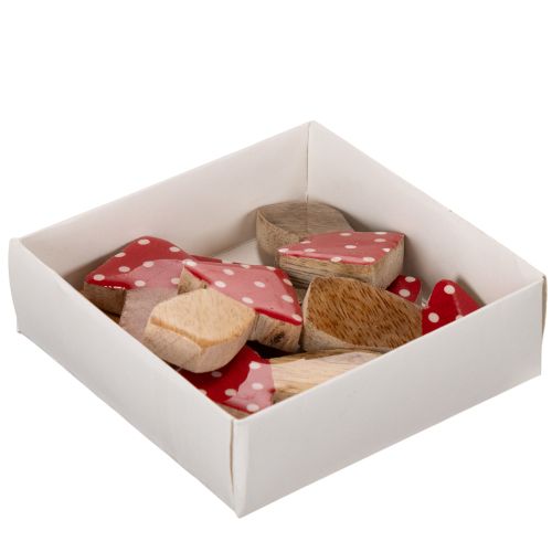 Champignons décoratifs en bois 6 cm rouges avec pois blancs – Lot de 8 | Floristik24.fr