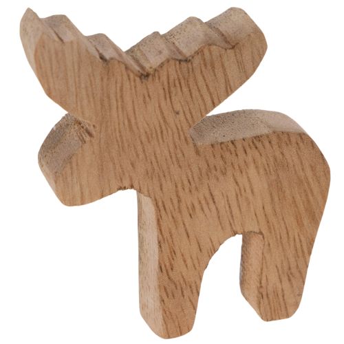 Figurine élan en bois blanc et naturel 6 cm décoration de Noël x8 | Floristik24.fr