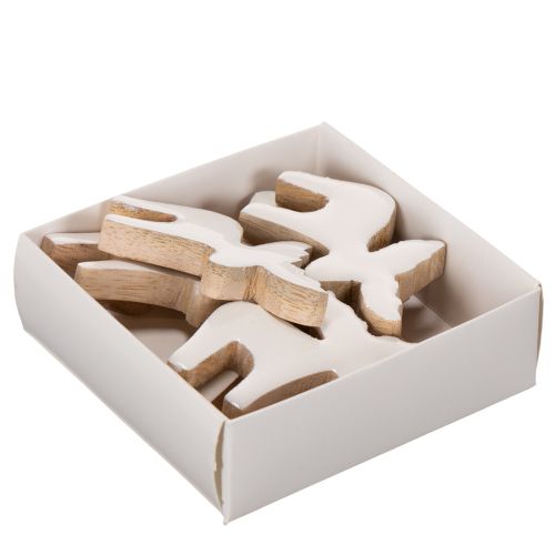 Figurine élan en bois blanc et naturel 6 cm décoration de Noël x8 | Floristik24.fr