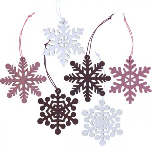 Article Décoration de sapin de Noël pendentif flocon de neige bois 8cm 36 pcs